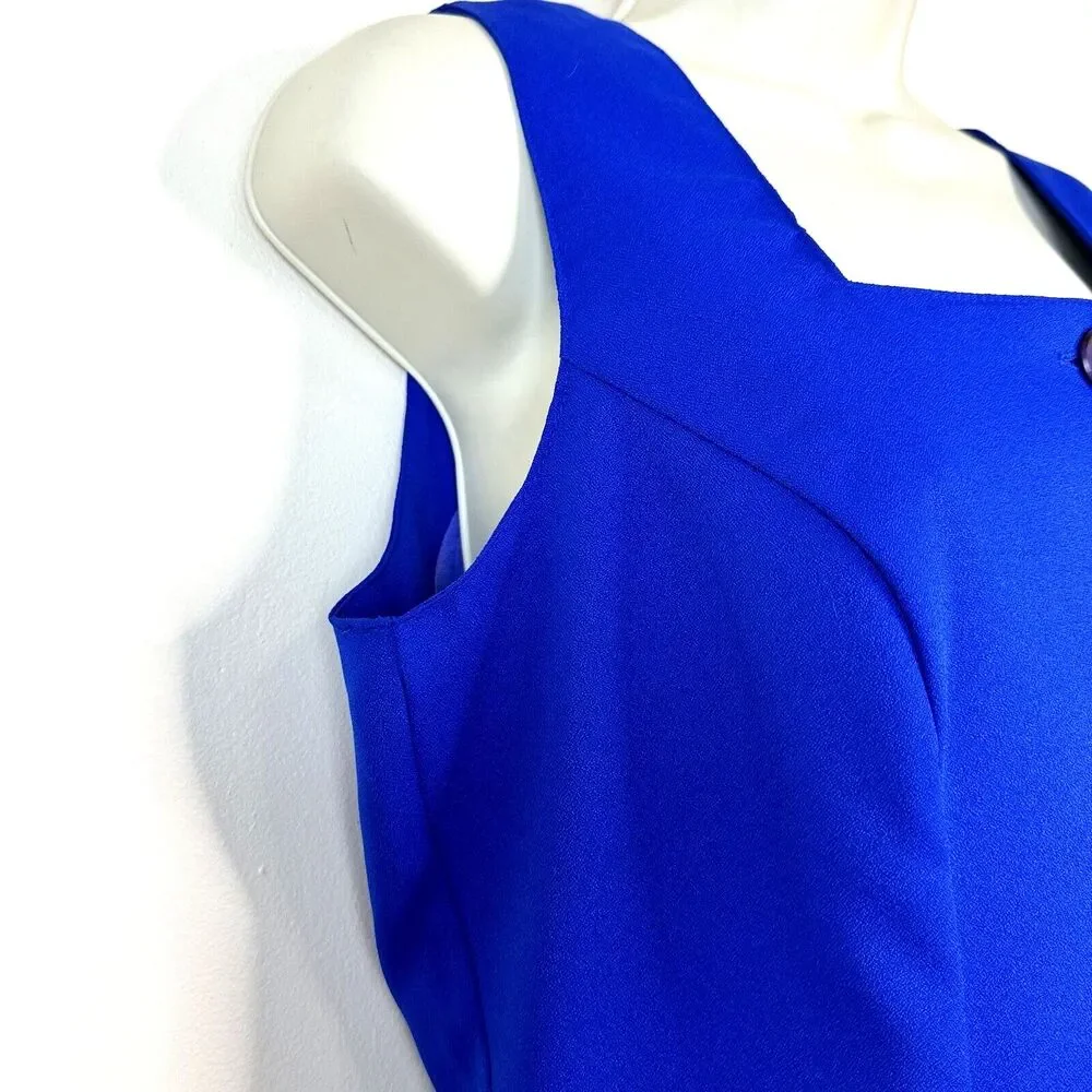 Vintage La Belle Fashion Inc USA Royal Blue 80s Peplum Dress Women's 11